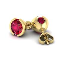 Ruby Yellow Gold Eye of Venus Stud Earrings