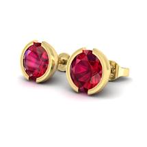 Ruby Yellow Gold Eye of Venus Stud Earrings
