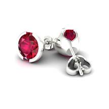 Ruby White Gold Eye of Venus Stud Earrings