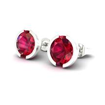 Ruby White Gold Eye of Venus Stud Earrings