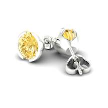 Yellow Sapphire Earrings Sterling Silver Eye of Venus Design