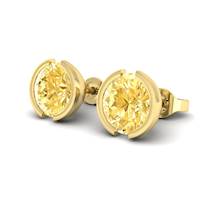 Yellow Sapphire Earrings Yellow Gold Eye of Venus Design