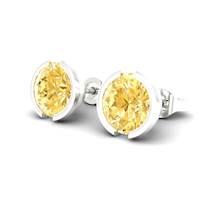Yellow Sapphire Earrings White Gold Eye of Venus Design