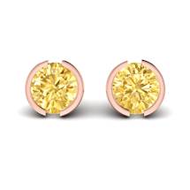 Yellow Sapphire Earrings Rose Gold Eye of Venus Design