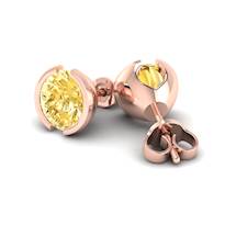 Yellow Sapphire Earrings Rose Gold Eye of Venus Design