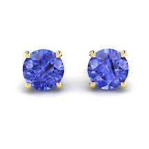 Blue Sapphire Earrings Yellow Gold Floral Crown Design