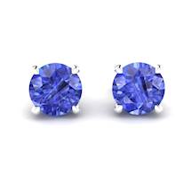 Blue Sapphire Earrings White Gold Floral Crown Design
