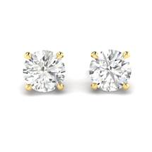 White Sapphire Earrings Yellow Gold Floral Crown Design
