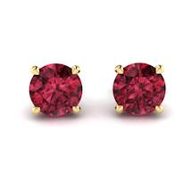 Ruby Yellow Gold Floral Crown Stud Earrings