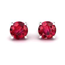 Ruby White Gold Floral Crown Stud Earrings