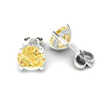 Yellow Sapphire Earrings Sterling Silver Floral Crown Design