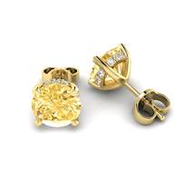 Yellow Sapphire Earrings Yellow Gold Floral Crown Design