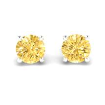 Yellow Sapphire Earrings White Gold Floral Crown Design