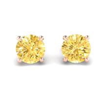 Yellow Sapphire Earrings Rose Gold Floral Crown Design