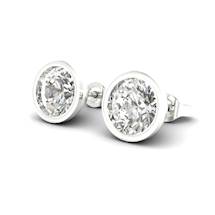 White Sapphire Earrings White Gold Imperial Cone Design