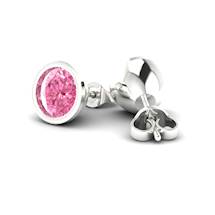 Pink Sapphire Earrings White Gold Imperial Cone Design