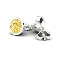 Yellow Sapphire Earrings White Gold Imperial Cone Design
