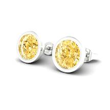 Yellow Sapphire Earrings White Gold Imperial Cone Design