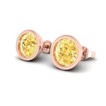 Yellow Sapphire Earrings Rose Gold Imperial Cone Design