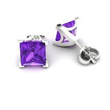 Amethyst White Gold Coated Magic of Love Stud Earrings