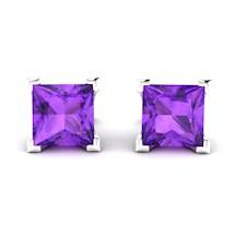 Amethyst White Gold Coated Magic of Love Stud Earrings