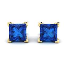 Blue Sapphire Earrings Yellow Gold Magic of Love Design