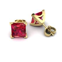 Ruby Yellow Gold Magic of Love Stud Earrings