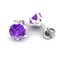 Amethyst White Gold Coated North Star Stud Earrings