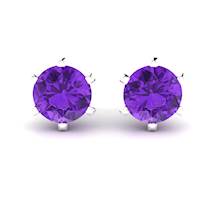 Amethyst White Gold Coated North Star Stud Earrings