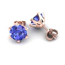 Blue Sapphire Earrings Rose Gold North Star Design