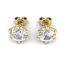 White Sapphire Earrings Yellow Gold North Star Design
