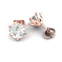 White Sapphire Earrings Rose Gold North Star Design