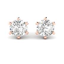 White Sapphire Earrings Rose Gold North Star Design