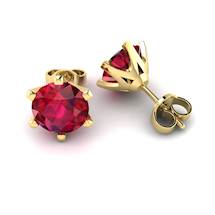 Ruby Yellow Gold North Star Stud Earrings