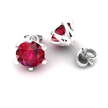 Ruby White Gold North Star Stud Earrings