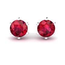 Ruby White Gold North Star Stud Earrings