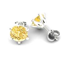 Yellow Sapphire Earrings White Gold North Star Design