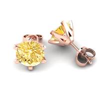 Yellow Sapphire Earrings Rose Gold North Star Design