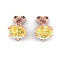 Yellow Sapphire Earrings Rose Gold North Star Design