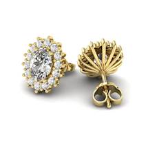Cubic Zirconia Yellow Gold Princess Kate Stud Earrings