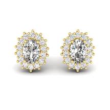 White Sapphire Earrings Yellow Gold Princess Kate Design