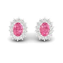 Pink Sapphire Earrings White Gold Princess Kate Design