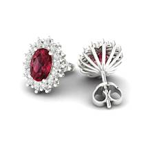 Garnet White Gold Coated Princess Kate Stud Earrings