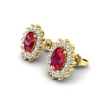 Ruby Yellow Gold Princess Kate Stud Earrings
