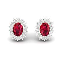 Ruby White Gold Princess Kate Stud Earrings