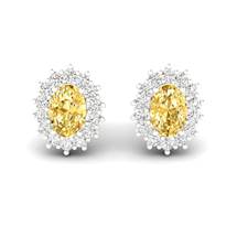 Yellow Sapphire Earrings White Gold Princess Kate Design