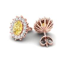 Yellow Sapphire Earrings Rose Gold Princess Kate Design