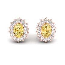 Yellow Sapphire Earrings Rose Gold Princess Kate Design