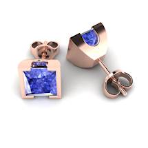 Blue Sapphire Earrings Rose Gold Watchtower Design