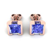 Blue Sapphire Earrings Rose Gold Watchtower Design